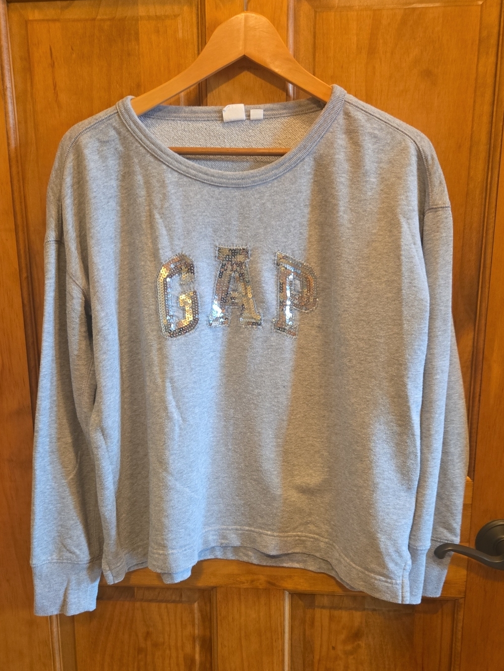 GAP Light Gray Sequin Logo Sweatshirt